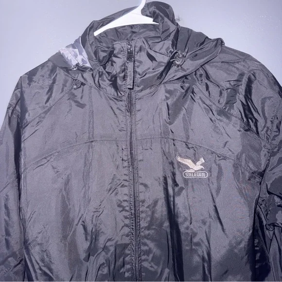 Salewa Men’s Black Hooded Windbreaker Jacket – EU 50/Large – Mountain Experience
